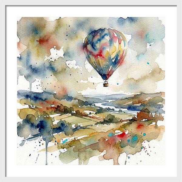 Colorful Hot Air Balloon Over Fields