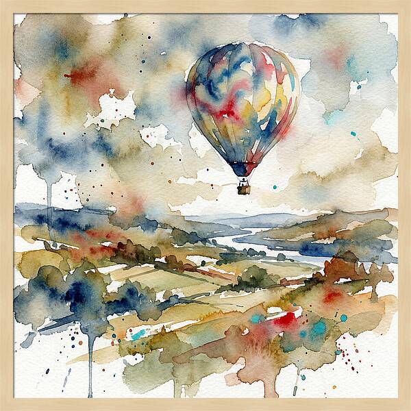 Colorful Hot Air Balloon Over Fields