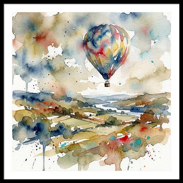 Colorful Hot Air Balloon Over Fields