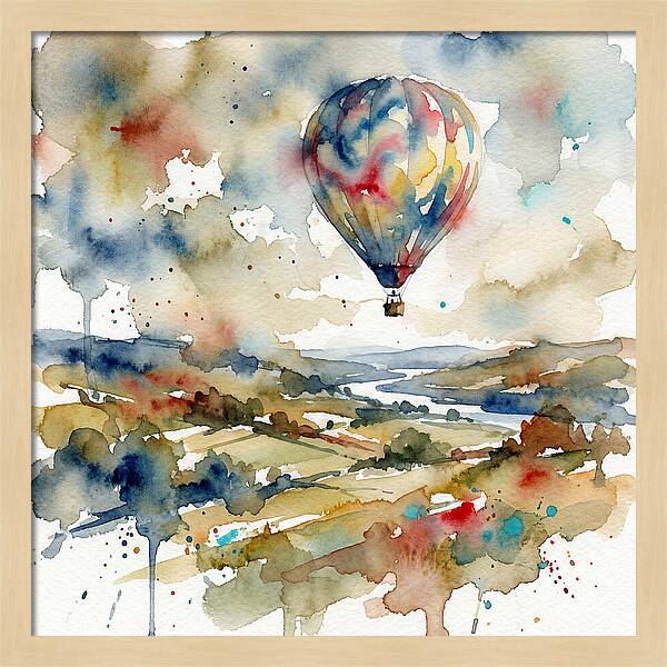 Colorful Hot Air Balloon Over Fields