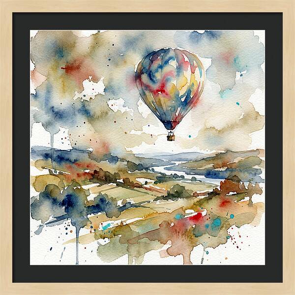 Colorful Hot Air Balloon Over Fields