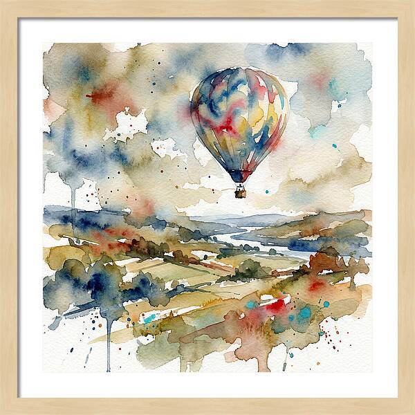 Colorful Hot Air Balloon Over Fields