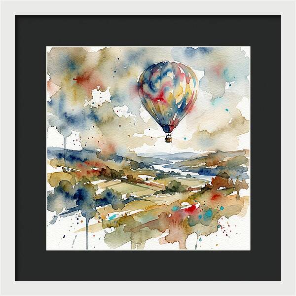 Colorful Hot Air Balloon Over Fields