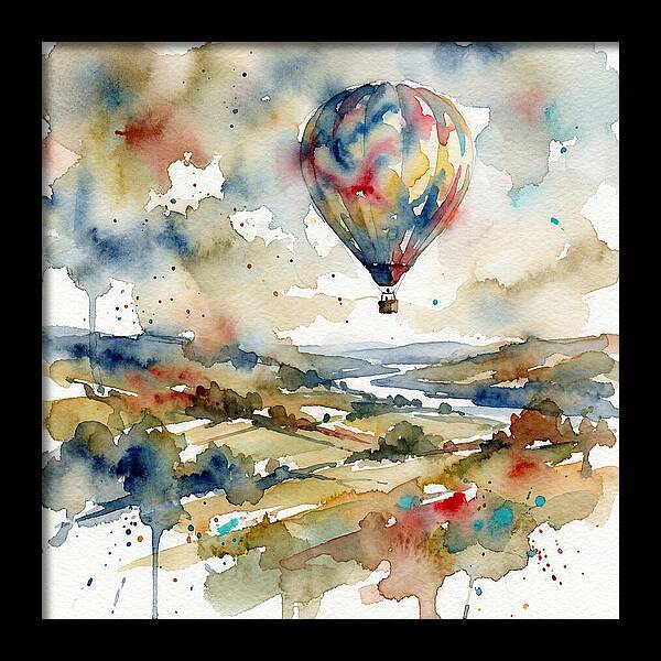 Colorful Hot Air Balloon Over Fields