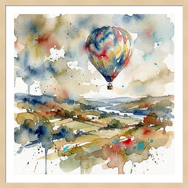 Colorful Hot Air Balloon Over Fields