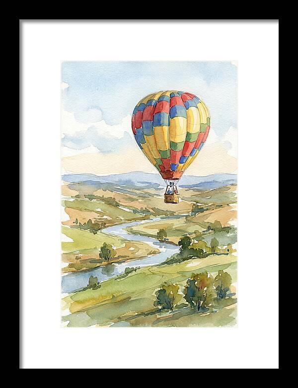 Colorful Hot Air Balloon Over Landscape