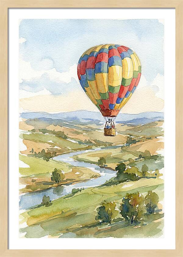 Colorful Hot Air Balloon Over Landscape
