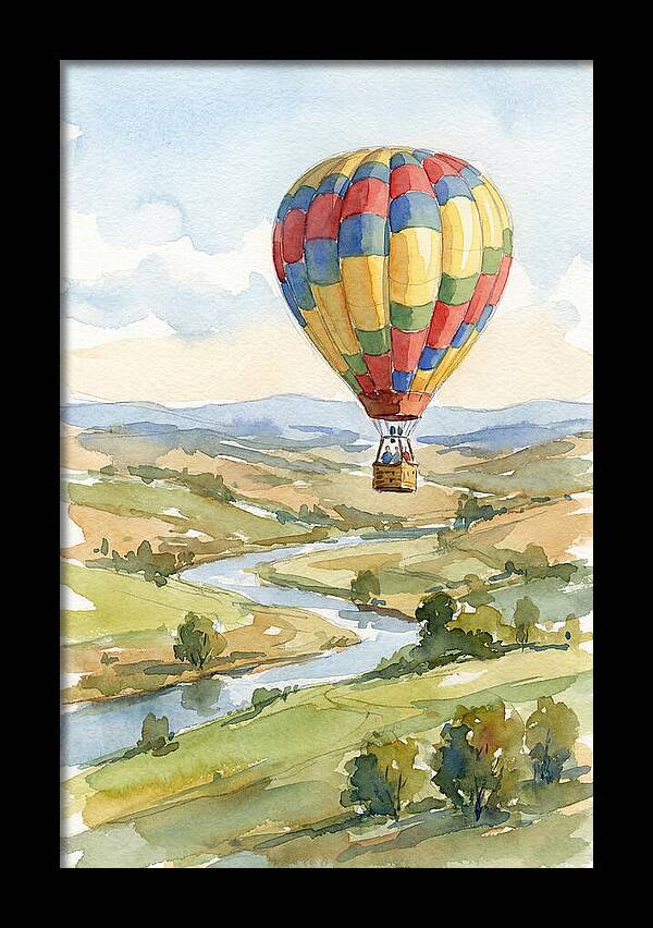 Colorful Hot Air Balloon Over Landscape