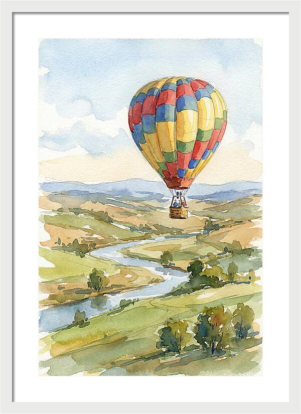 Colorful Hot Air Balloon Over Landscape