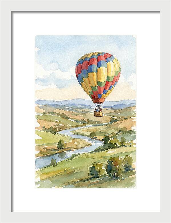 Colorful Hot Air Balloon Over Landscape