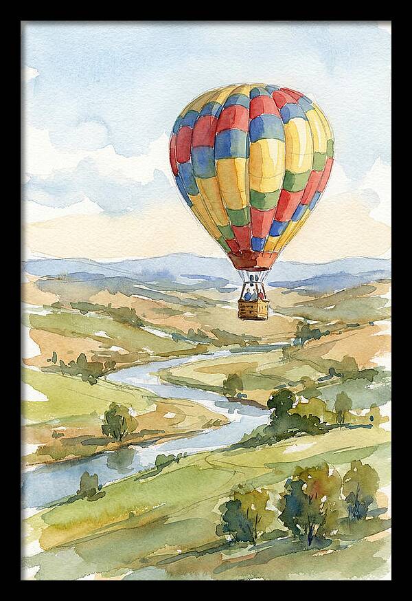 Colorful Hot Air Balloon Over Landscape