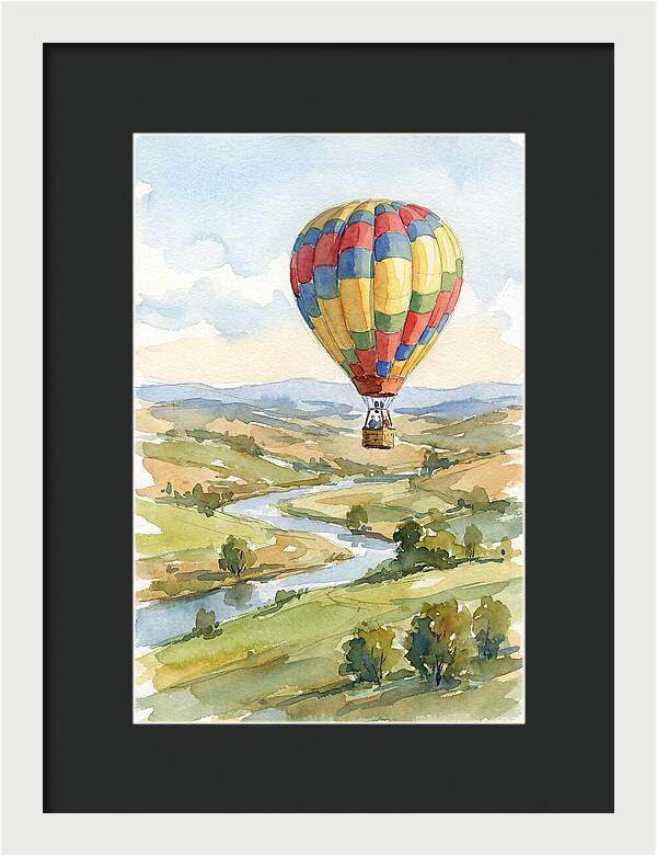 Colorful Hot Air Balloon Over Landscape