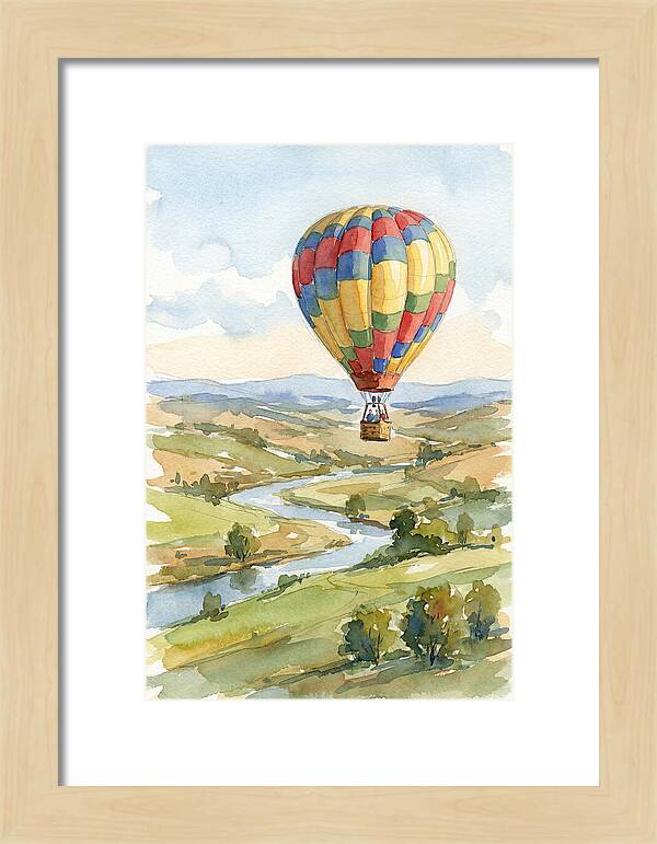 Colorful Hot Air Balloon Over Landscape