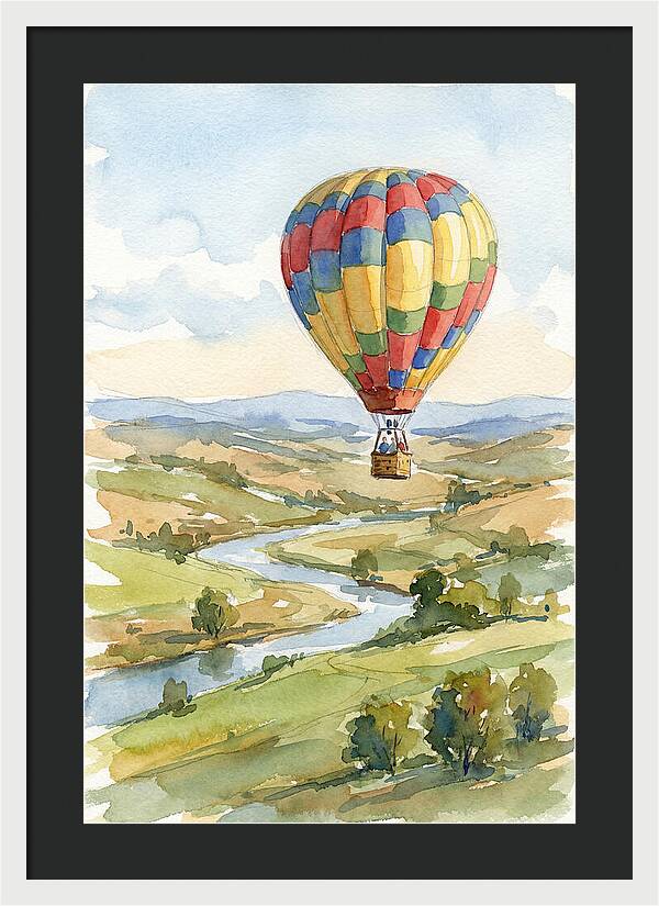 Colorful Hot Air Balloon Over Landscape