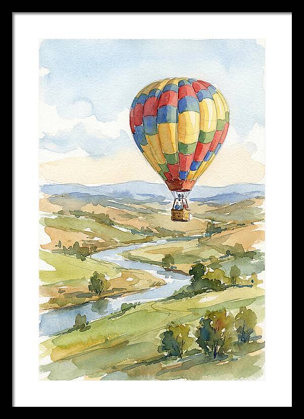 Colorful Hot Air Balloon Over Landscape