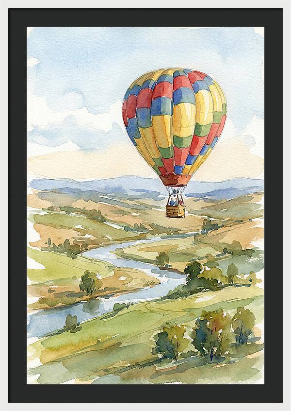 Colorful Hot Air Balloon Over Landscape