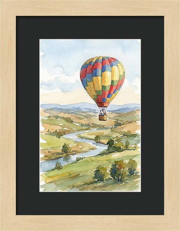 Colorful Hot Air Balloon Over Landscape