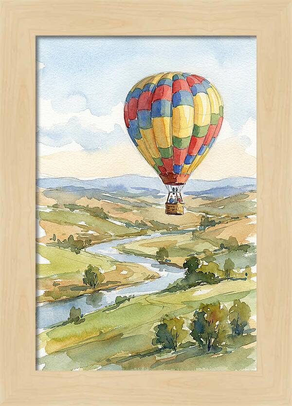 Colorful Hot Air Balloon Over Landscape