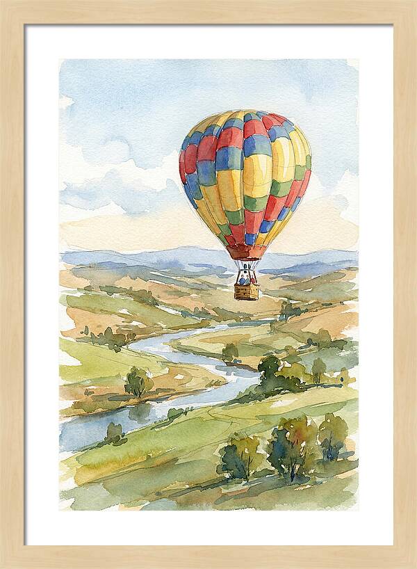 Colorful Hot Air Balloon Over Landscape