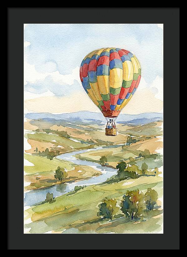 Colorful Hot Air Balloon Over Landscape