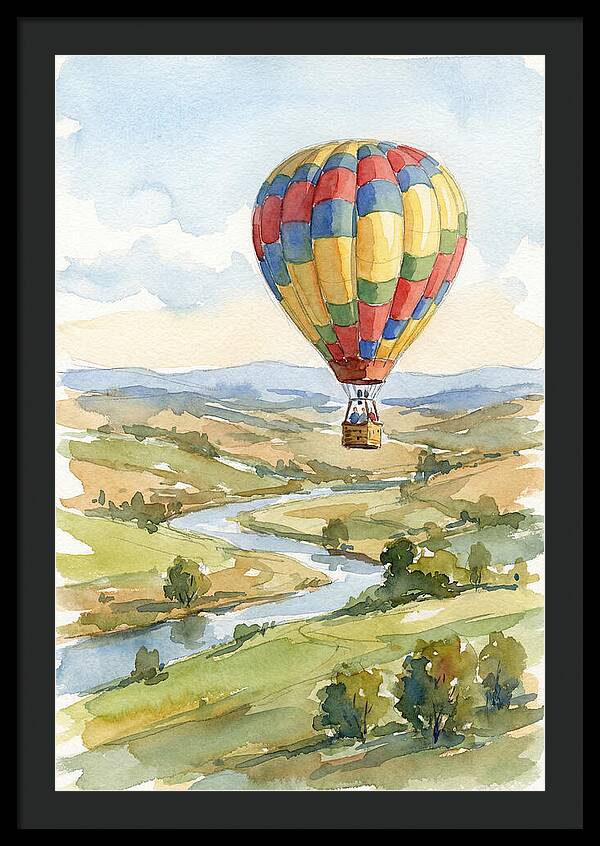 Colorful Hot Air Balloon Over Landscape