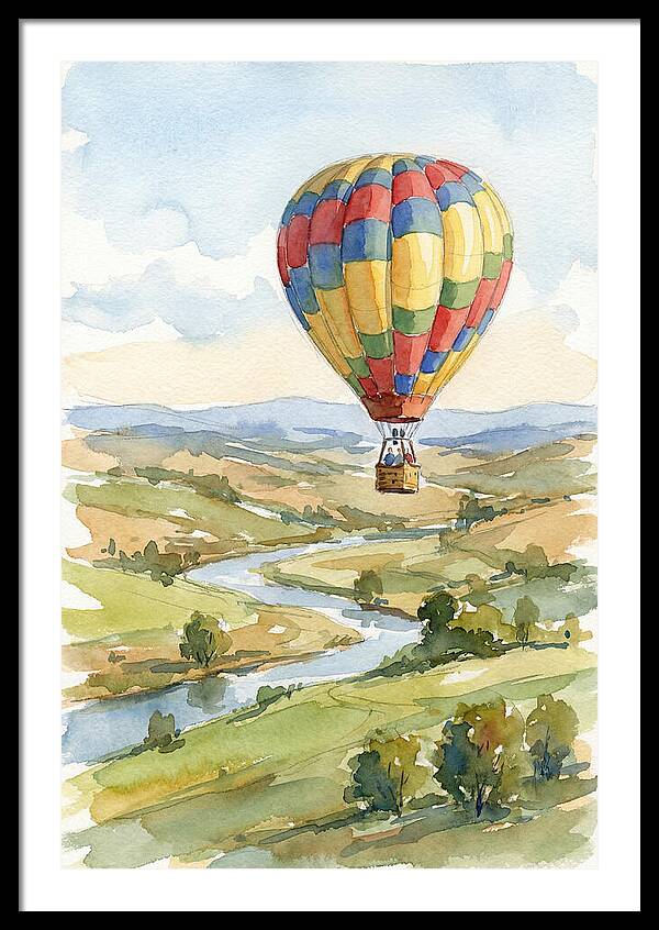 Colorful Hot Air Balloon Over Landscape
