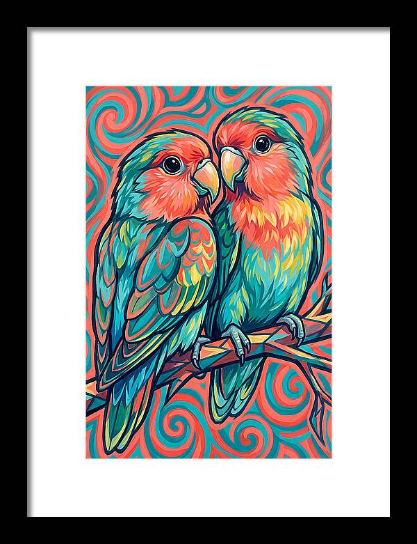 Colorful Lovebirds In Harmony