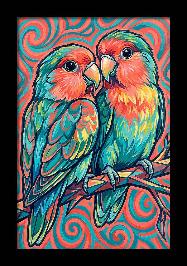 Colorful Lovebirds In Harmony