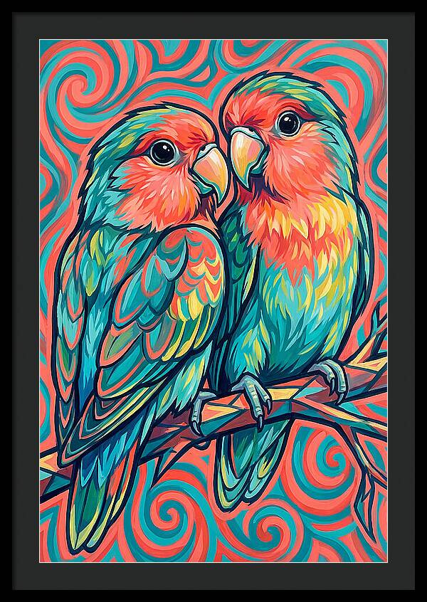 Colorful Lovebirds In Harmony