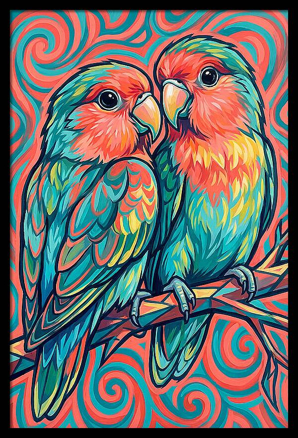 Colorful Lovebirds In Harmony