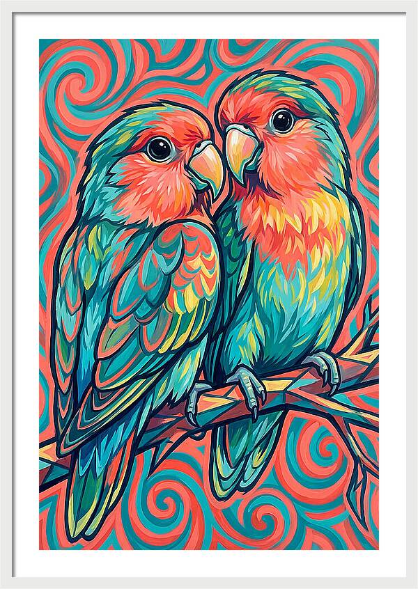 Colorful Lovebirds In Harmony