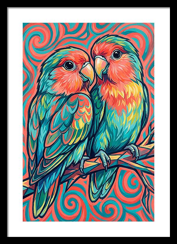 Colorful Lovebirds In Harmony
