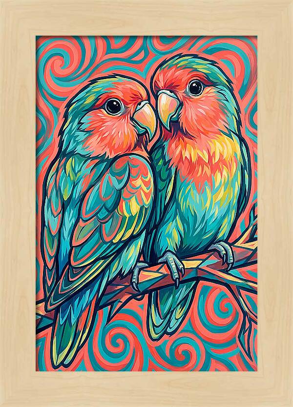 Colorful Lovebirds In Harmony