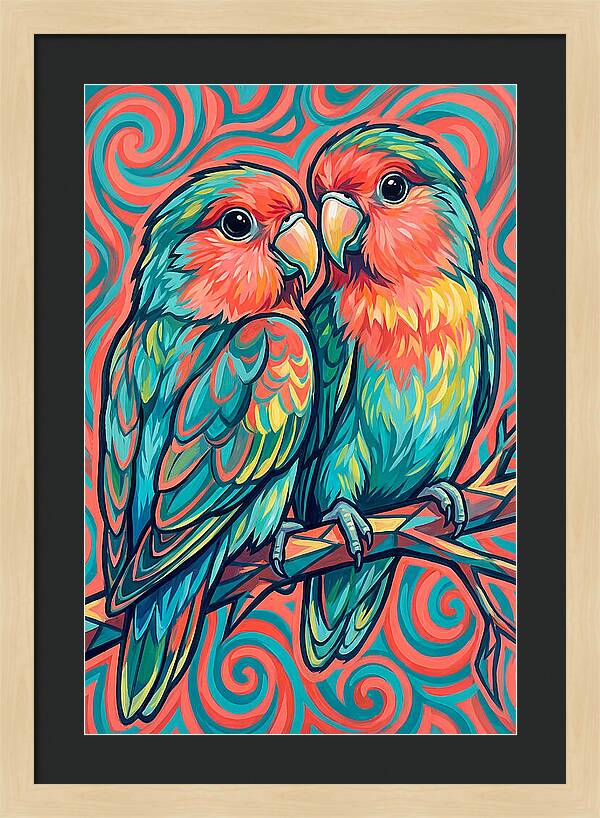 Colorful Lovebirds In Harmony