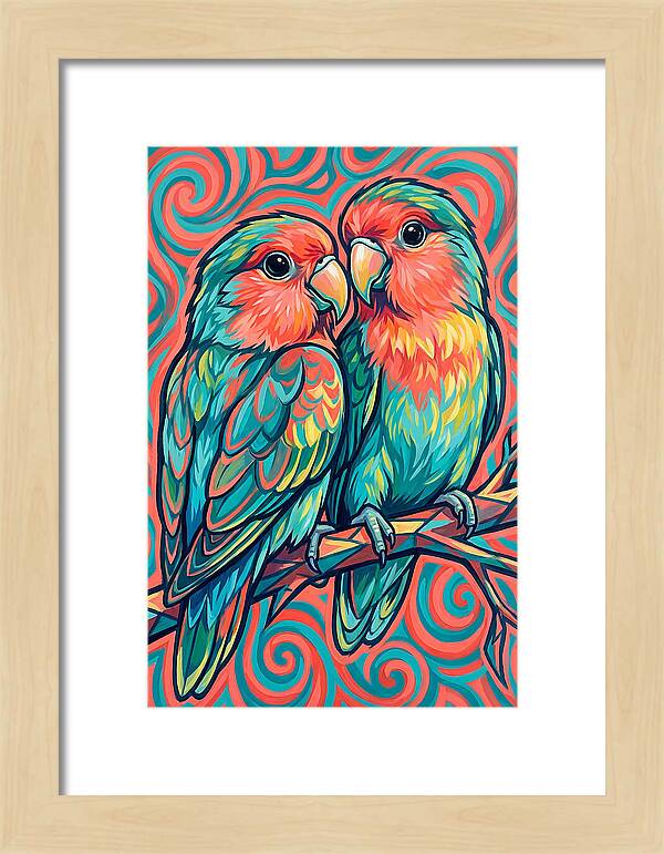 Colorful Lovebirds In Harmony