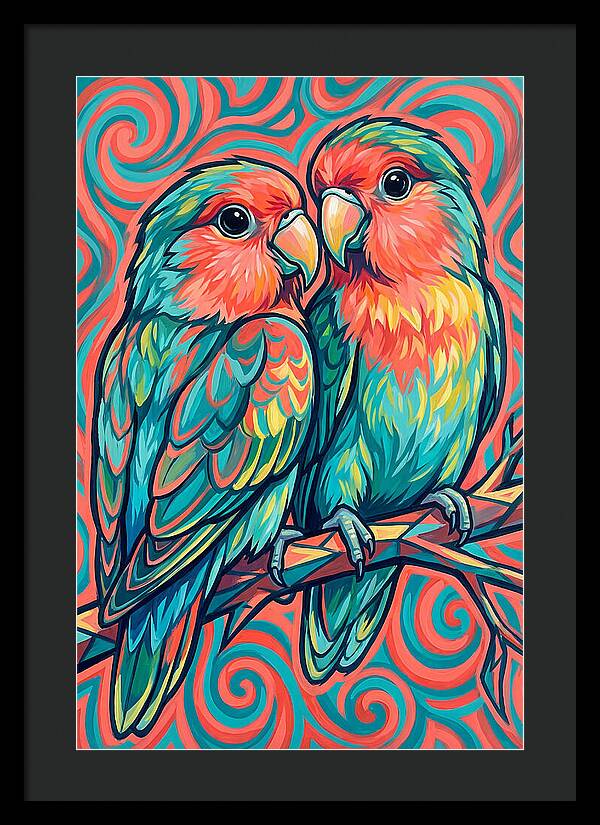 Colorful Lovebirds In Harmony