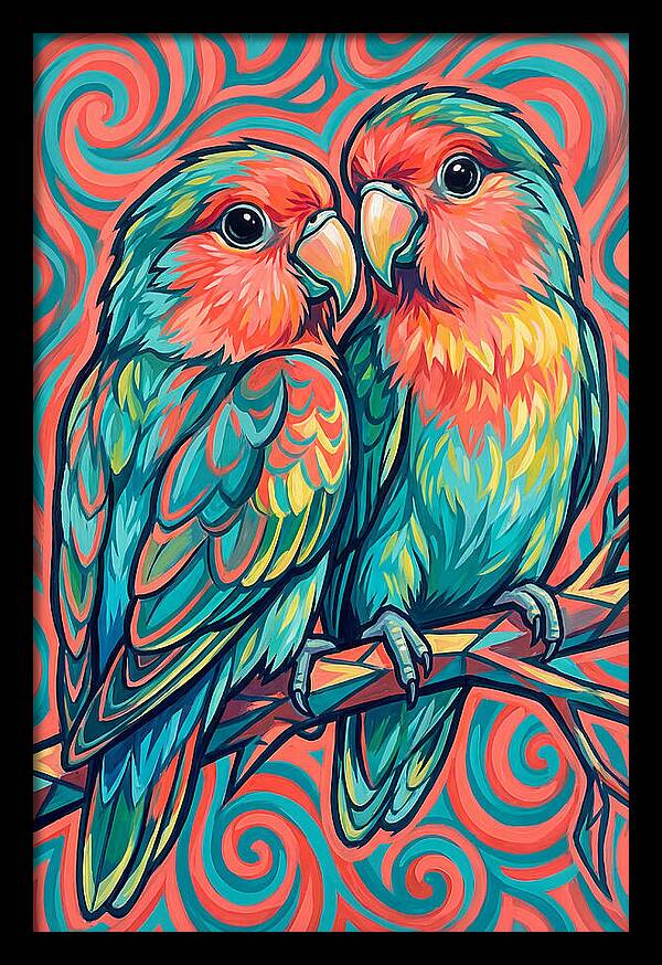 Colorful Lovebirds In Harmony