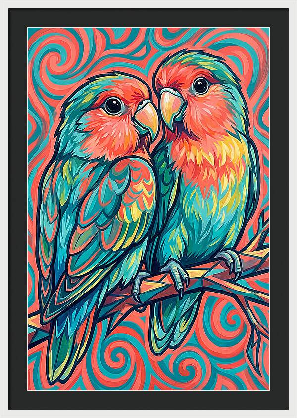 Colorful Lovebirds In Harmony