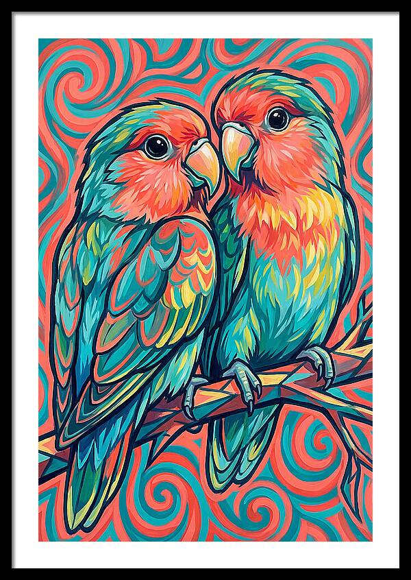 Colorful Lovebirds In Harmony