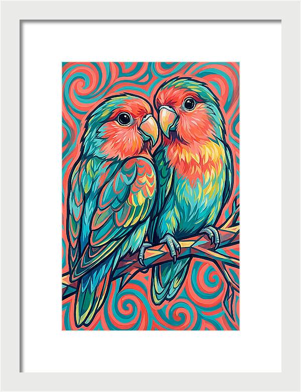 Colorful Lovebirds In Harmony