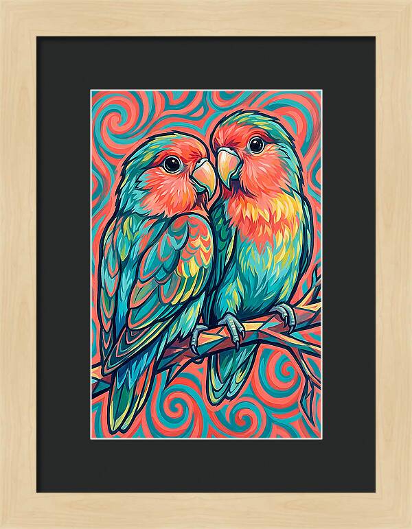 Colorful Lovebirds In Harmony