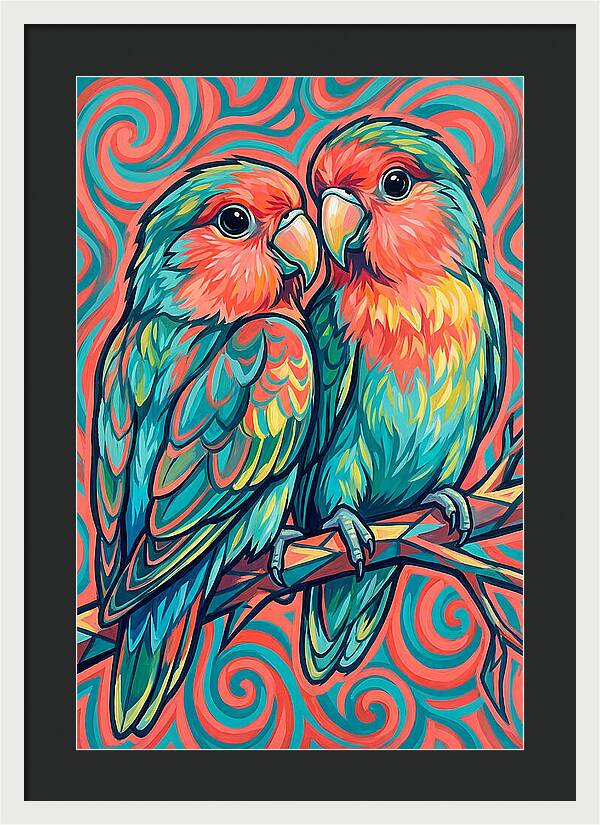 Colorful Lovebirds In Harmony
