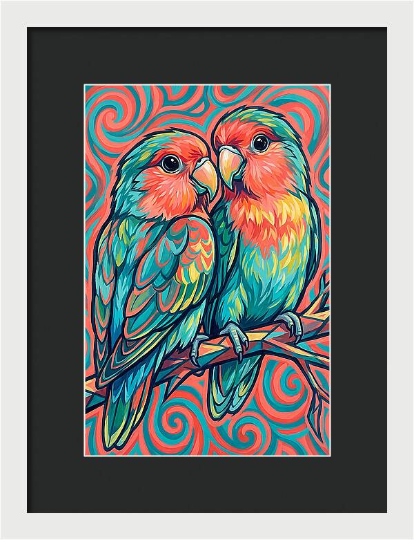 Colorful Lovebirds In Harmony