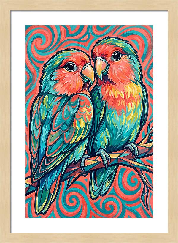 Colorful Lovebirds In Harmony