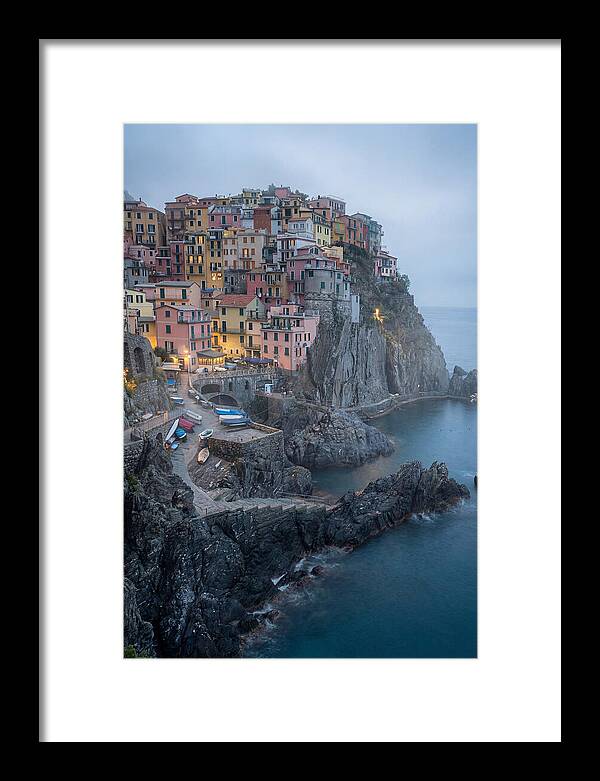 Colorful Manarola Village At Twilight