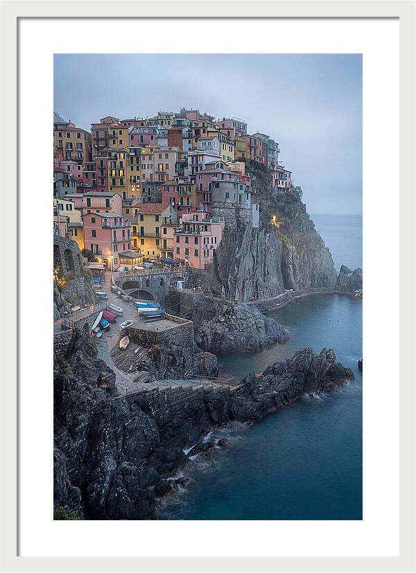 Colorful Manarola Village At Twilight