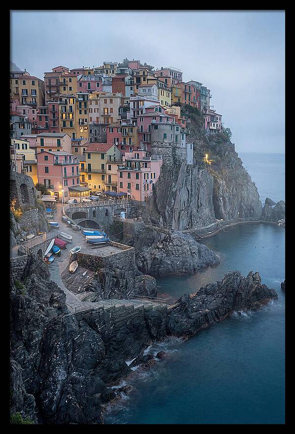 Colorful Manarola Village At Twilight