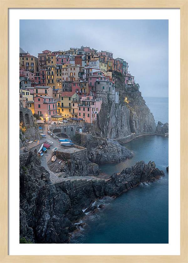 Colorful Manarola Village At Twilight