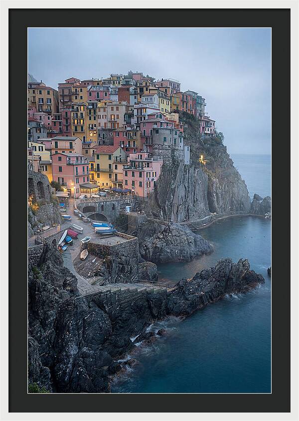 Colorful Manarola Village At Twilight
