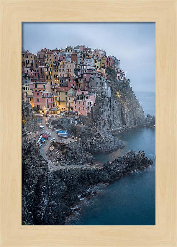 Colorful Manarola Village At Twilight